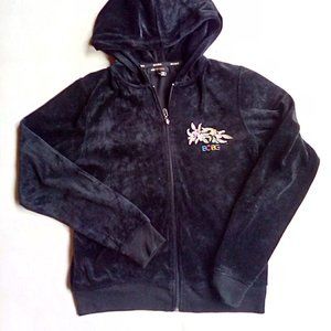 Women's Velour Zip-up Sweater, Size M
